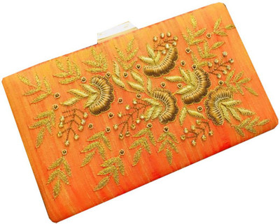 

Craftbazaar Party Orange Clutch
