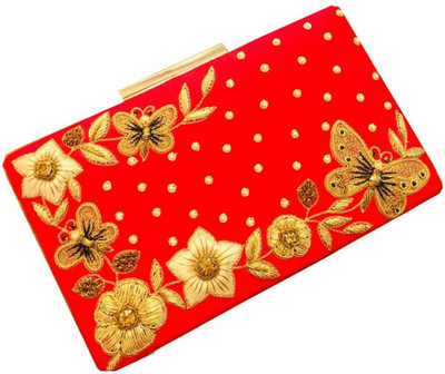

Craftbazaar Party Red Clutch