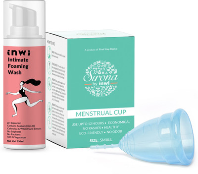 

Inwi Intimate Foaming Wash - 150 ML with Sirona Reusable Menstrual Cup - Small(Set of 2)