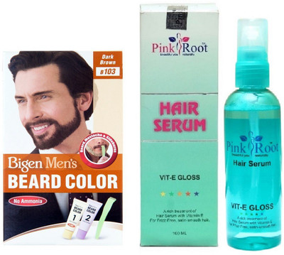 

Pink Root Hair Serum and Bigen Men's Beard Color B103 (Dark Brown)(Set of 2)