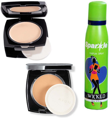 

Avon Anew two true color flawless mattifying pressed powder (neutral fair , neutral medium) (11 g,11 g) With one sparkle perfume spray 150 ml(Set of 3)