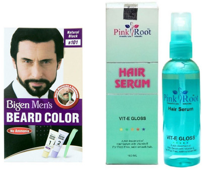 

Pink Root Hair Serum and Bigen Men's Beard Color B101 (Black)(Set of 2)