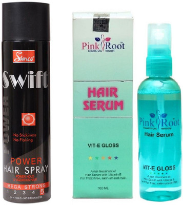 

Pink Root Hair Serum and Simco Swift Power Hair Spray(Set of 2)