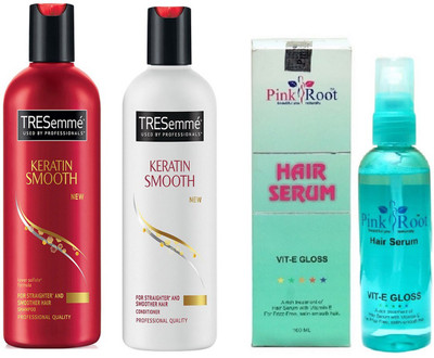 

Pink Root Hair Serum (100ml) and TRESemme Keratin Smooth for Straightner and Smoother Hair Shampoo + Conditioner(Set of 3)