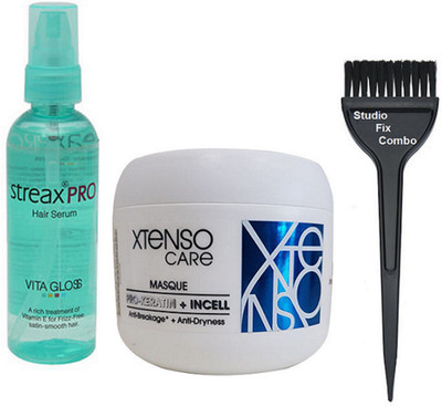 

Studio Fix Combo Hair Brush&LâOreal XTenso CARe PRO-KERATIN + INCELL (Starightened Hair) Masque,Streax Pro Vitagloss Serum(Set of 3)