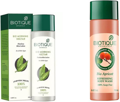 

BIOTIQUE BIO Morning Nectar Flawless Skin Moisturizer, Apricot Refreshing Body Wash(Set of 2)