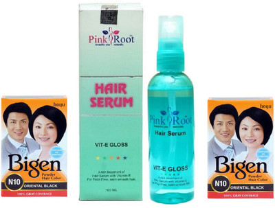 

Pink Root Hair Serum and Bigen Powder Hair Color N10 (Oriental Black)(Set of 3)