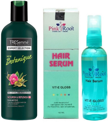 

Pink Root Hair Serum (100ml) and TRESemme New Botanigue Nourish & Replenish Shampoo(Set of 2)