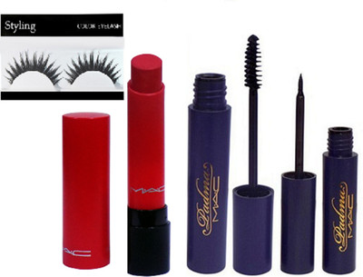 

styling Eyelashes, Mac Liptensity Lipstick Rouge A Levers, Padma Mascara With Liquid Eyeliner of Mac(Set of 4)