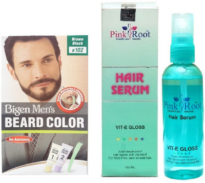 

Pink Root Hair Serum and Bigen Men's Beard Color B102 (Brown Black)(Set of 2)