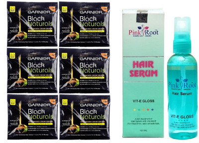 

Pink Root Hair Serum and GARNIER Black Naturals 3.0 Brown Black 6 Pcs(Set of 7)
