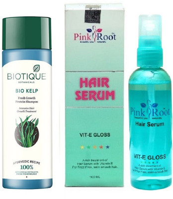 

Pink Root Hair Serum and Biotique Bio Kelp Fresh Growth Protein Shampoo(Set of 2)