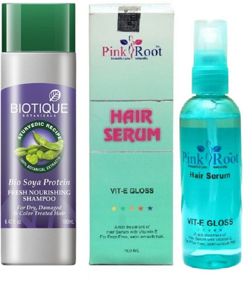 

Pink Root Hair Serum and Biotique Bio Soya Protein Fresh Nourishing Shampoo(Set of 2)