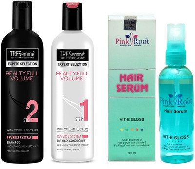 

Pink Root Hair Serum (100ml) and TRESemme Beauty-Full Volume 1 Pre-Wash Conditioner + Volume 2 Shampoo(Set of 3)