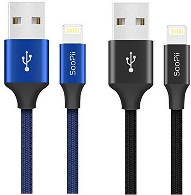 Soopii Micro USB Cable 1 m nylon S13a(Compatible with mobile, Blue & Black, One Cable)
