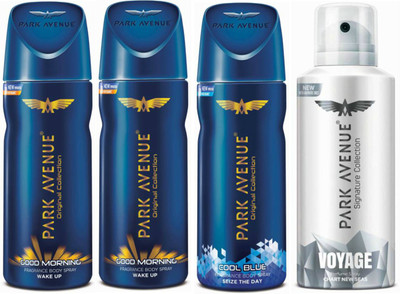 

Park Avenue Two Good Morning, One Cool Blue, One Voyage Signature Deodorant Combo for Men(Pack of 4) Deodorant Spray - For Men(400 g, Pack of 4)