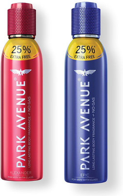 

Park Avenue No Gas Alexander and Epic Perfume SprayFor Men 150ML Each (Pack of 2) Perfume Body Spray - For Men(300 ml, Pack of 2)