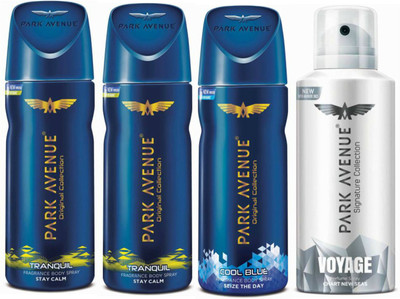 

Park Avenue One Tranquil, Three Voyage Signature Deodorant Combo for Men(Pack of 4) Deodorant Spray - For Men(400 g, Pack of 4)