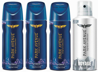 

Park Avenue Three Storm, One Voyage Signature Deodorant Combo for Men(Pack of 4) Deodorant Spray - For Men(400 g, Pack of 4)