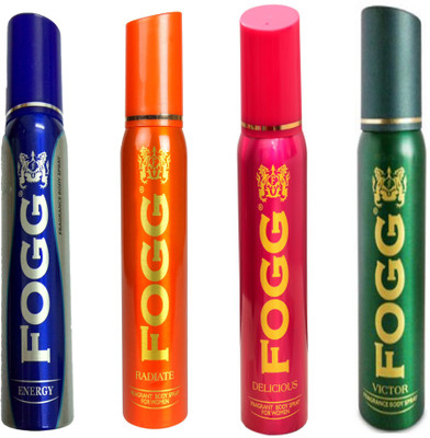 

Fogg VICTOR DEODORANT 120 ML+DELICIOUS DEODORANT 120 ML+RADIATE DEODORANT 120 ML+ENERGY DEODORANT 120 ML Deodorant Spray - For Men & Women(120 ml, Pack of 4)