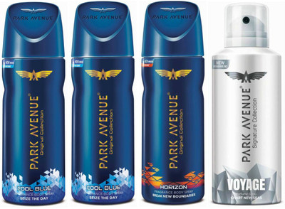 

Park Avenue Two Cool Blue, One Horizon, One Voyage Signature Deodorant Combo for Men(Pack of 4) Deodorant Spray - For Men(400 g, Pack of 4)