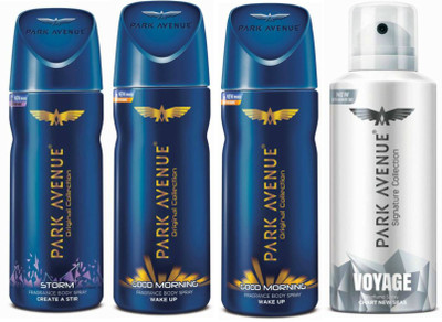 

Park Avenue 1 Storm and 2 Good Morning and 1 Tranquil Deodorant Combo for Men (Pack of 4) Deodorant Spray - For Men(520 ml, Pack of 4)