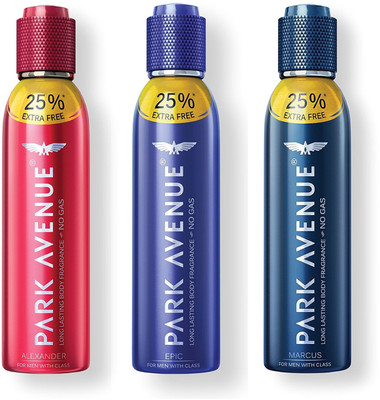 Park Avenue No Gas Alexander, Epic and Marcus Perfume SprayFor Men 150ML Each (Pack of 3) Perfume Body Spray - For Men(450 ml, Pack of 3)