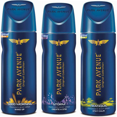 

Park Avenue Good Morning, Storm, Tranquil Deodorant Spray - For Men(130 ml, Pack of 3)