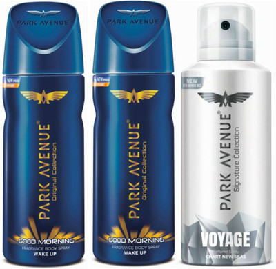 

Park Avenue Two Good Morning, One Voyage Signature Deodorant Combo for Men(Pack of 3) Deodorant Spray - For Men(300 g, Pack of 3)