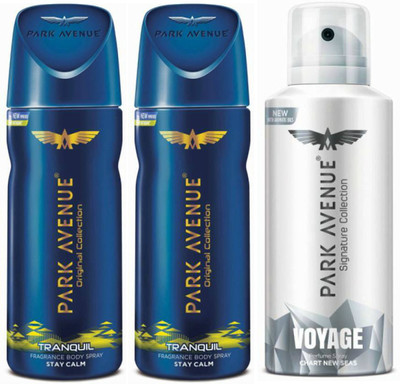 

Park Avenue Two Tranquil, One Voyage Signature Deodorant Combo for Men(Pack of 4) Deodorant Spray - For Men(300 g, Pack of 4)