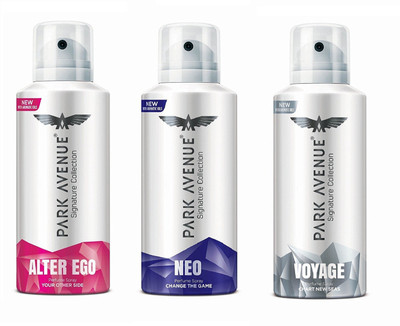 

Park Avenue Alter Ego, Neo and Voyage Signature Collection Body Spray 130ML Each (Pack of 3) Body Spray - For Men & Women(390 ml, Pack of 3)