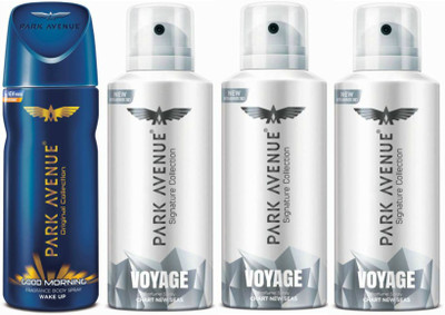 

Park Avenue One Good Morning, Three Voyage Signature Deodorant Combo for Men(Pack of 4) Deodorant Spray - For Men(400 g, Pack of 4)