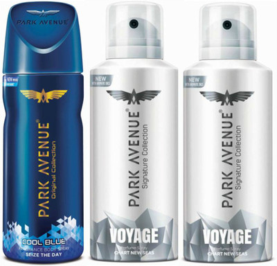 

Park Avenue One Cool Blue, Two Voyage Signature Deodorant Combo for Men(Pack of 3) Deodorant Spray - For Men(300 g, Pack of 3)