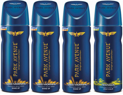 

Park Avenue 3 Good Morning and 1 Tranquil Deodorant Combo Pack of 4 Deodorant Spray - For Men(520 ml, Pack of 4)