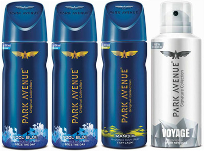 

Park Avenue Two Cool Blue, One Tranquil, One Voyage Signature Deodorant Combo for Men(Pack of 4) Deodorant Spray - For Men(400 g, Pack of 4)