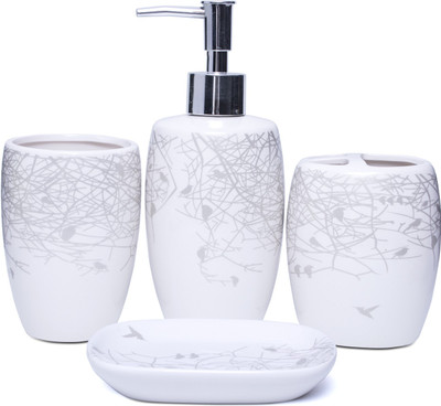 

Mcqualmi 4-Piece Ceramic Bath Accessory Set - Includes Lotion Dispenser ,Toothbrush Holder,Tumbler and Soap Dish Ceramic Bathroom Set(Pack of 4)