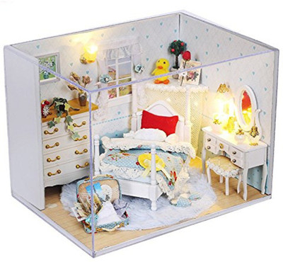 

KADAM Elegant Beautiful Princess Bedroom Series 3D Mini DIY Miniature Kit Creative Room With Furniture & Accessories - Perfect Creative DIY Gift for Kids, Children, Teens, Friends, Families, Birthday/Valentine's Day(White)