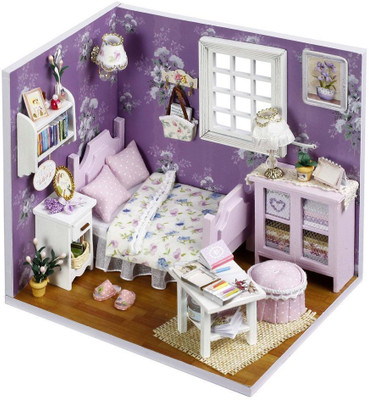 

KADAM Sweet Sunshine Series Dollhouse Miniature DIY House Kit Creative Room With Furniture & Accessories(Purple)