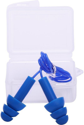 

QUINERGYS ™ Electric Blue - Silicone Swimming Earplugs Set Soft Silicon Ear Plugs With Silica Strap Waterproof, Comfortable In Case Ear Plug(Blue)
