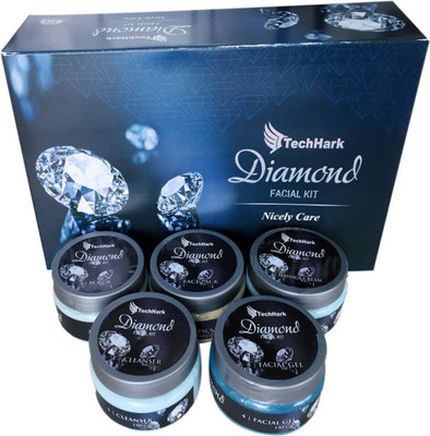 

Techhark Professional Diamond Facial Kit Unisex For Fairness, Whiting, Skin, Instat Glow All Types Skin Suitable 750 g(Set of 5)