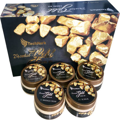 

Techhark Professional Gold Facial Kit Unisex For Fairness, Skin Lightening ,Skin Whitening, Instant Glow All Types Skin Suitable 750 g(Set of 5)
