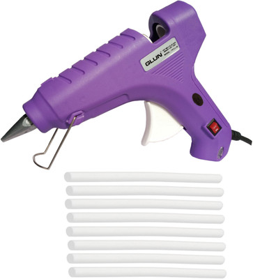 

Glun PURPLE 80W 80 WATT LEAK PROOF PROFESSIONAL (ON OFF SWITCH & INDICATOR) HOT MELT GUN WITH 8 MILKY WHITE GLUE STICKS Standard Temperature Corded Glue Gun(11 mm)