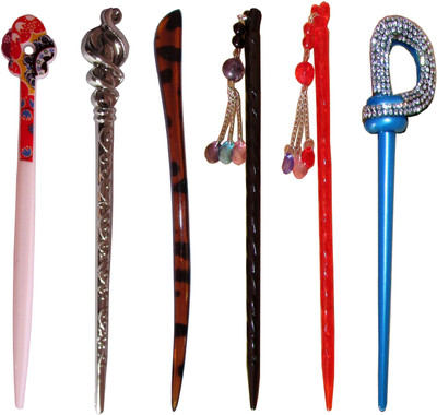 

ROOD Combo of Multi Color Juda Sticks Bun Stick(Multicolor)
