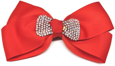 

LOOK NEW Red Hair Bow Diamante Clip Hair Clip(Red)