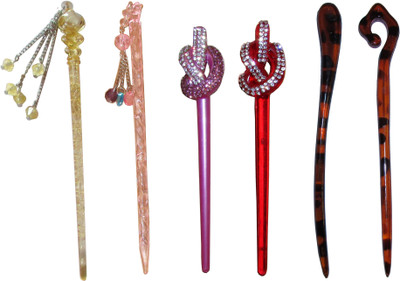 

G.T Combo of Multi Color Juda Sticks Bun Stick(Multicolor)