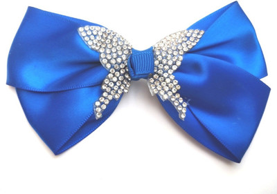 LOOK NEW Royal Blue Butterfly Diamante Hair Bow Clip Hair Clip(Blue)