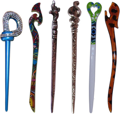 

GITTI Combo of Multi Color Juda Sticks Bun Stick(Multicolor)