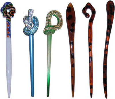 

MOOSAI Combo of Multi Color Juda Sticks Bun Stick(Multicolor)