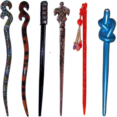 

MAUSI Combo of Multi Color Juda Sticks Bun Stick(Multicolor)