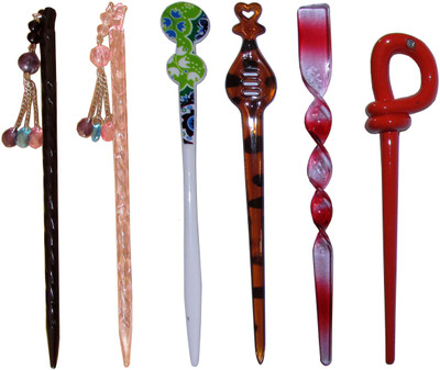 

SHUKOO Combo of Multi Color Juda Sticks Bun Stick(Multicolor)